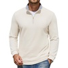 COOFANDY Mens Quarter Zip Pullover Mock Neck Sweatshirt Long Sleeve Sweater(White)