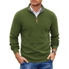COOFANDY Mens Quarter Zip Pullover Sweater Casual Mock Neck Knit Polo(Army Green)