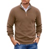 COOFANDY Mens Quarter Zip Pullover Sweater Casual Mock Neck Knit Polo(Ash Brown)