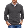 COOFANDY Mens Quarter Zip Pullover Sweater Casual Mock Neck Knit Polo(Dark Gray)