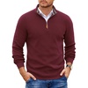 COOFANDY Mens Quarter Zip Pullover Sweater Casual Mock Neck Knit Polo(Red)
