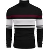 COOFANDY Mens Ribbed Slim Fit Knitted Pullover Casual Turtleneck Sweater(Black White Red Striped)