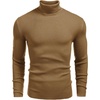 COOFANDY Mens Ribbed Slim Fit Knitted Pullover Casual Turtleneck Sweater(Camel)