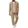 COOFANDY Mens Tracksuit 2 Piece Jogging Sweatsuit Casual Cargo Pants Outfit(Khaki)