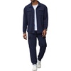 COOFANDY Mens Tracksuit 2 Piece Jogging Sweatsuit Casual Cargo Pants Outfit(Navy Blue)