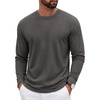 COOFANDY Mens Waffle Long Sleeve Shirt Crew Neck Cotton Blend Basic T Shirt(Dark Gray)