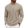 COOFANDY Mens Waffle Long Sleeve Shirt Crew Neck Cotton Blend Basic T Shirt(Moon Gray)