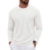 COOFANDY Mens Waffle Long Sleeve Shirt Crew Neck Cotton Blend Basic T Shirt(White)
