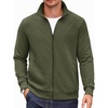 COOFANDY Mens Zip Up Sweatshirt Quilted Fall Sweater Jackets Casual Stylish(Army Green)