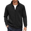 COOFANDY Mens Zip Up Sweatshirt Quilted Fall Sweater Jackets Casual Stylish(Black)