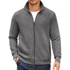 COOFANDY Mens Zip Up Sweatshirt Quilted Fall Sweater Jackets Casual Stylish(Dark Grey)