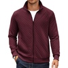 COOFANDY Mens Zip Up Sweatshirt Quilted Fall Sweater Jackets Casual Stylish(Dark Red)