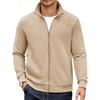 COOFANDY Mens Zip Up Sweatshirt Quilted Fall Sweater Jackets Casual Stylish(Khaki)