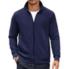 COOFANDY Mens Zip Up Sweatshirt Quilted Fall Sweater Jackets Casual Stylish(Navy Blue)