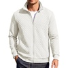 COOFANDY Mens Zip Up Sweatshirt Quilted Fall Sweater Jackets Casual Stylish(White)