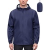 COOFANDY Rain Jacket Men Raincoat Waterproof With Hood Packable Windbreaker(Navy Blue)