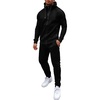 COOFANDY Tracksuit Mens Full Zip Hoodie Sweatsuit 2 Set with Zipper Pocket(A-black)