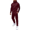 COOFANDY Tracksuit Mens Full Zip Hoodie Sweatsuit 2 Set with Zipper Pocket(Wine Red)
