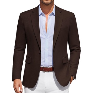 COOFANDY Men Casual Blazer Wrinkle Free Sports Coat One Button Suit Jacket(Brown)