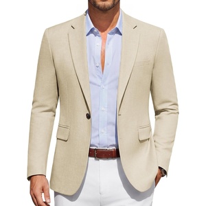 COOFANDY Men Casual Blazer Wrinkle Free Sports Coat One Button Suit Jacket(Light Khaki)