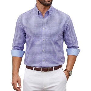 COOFANDY Men Dress Shirts Long Sleeve Button Down Shirts Cotton Plaid Shirt(Blue Purple Plaid)