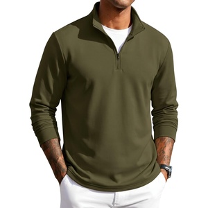 COOFANDY Men Quarter Zip Pullover Sweatshirts Long Sleeve Mock Neck Sweater(Army Green)