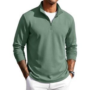 COOFANDY Men Quarter Zip Pullover Sweatshirts Long Sleeve Mock Neck Sweater(Dark Green)