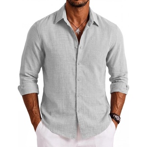 COOFANDY Mens Button Down Shirt Long Sleeve Casual Untucked Shirts Textured Summer Beach Shirts(Light Grey)