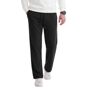 COOFANDY Men’s Casual Cotton Pant Knit Elastic Waist Yoga Pant with Pocket(Black)