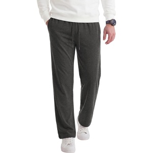 COOFANDY Men’s Casual Cotton Pant Knit Elastic Waist Yoga Pant with Pocket(Dark Grey)