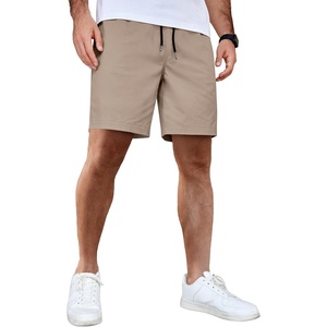 COOFANDY Mens Casual Shorts Cotton Elastic Waist Drawstring Summer Shorts(Khaki-2)