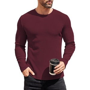 COOFANDY Mens Long Sleeve Shirts Thermal T-Shirt Slim Fit Crewneck Sweater Knitted Pullover Shirt(Deep Red)