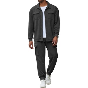 COOFANDY Mens Tracksuit 2 Piece Jogging Sweatsuit Casual Cargo Pants Outfit(Dark Grey)