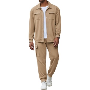 COOFANDY Mens Tracksuit 2 Piece Jogging Sweatsuit Casual Cargo Pants Outfit(Khaki)