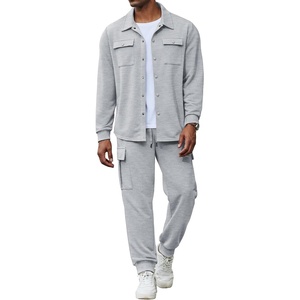 COOFANDY Mens Tracksuit 2 Piece Jogging Sweatsuit Casual Cargo Pants Outfit(Light Grey)