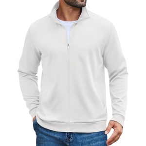 COOFANDY Mens Zip Up Sweatshirt Casual Lightweight Jackets Full Zip Sweater(White)