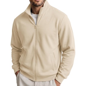 COOFANDY Mens Zip Up Sweatshirt Lightweight Fleece Jacket Casual Sweaters(Light Khaki)
