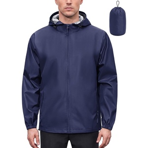 COOFANDY Rain Jacket Men Raincoat Waterproof With Hood Packable Windbreaker(Navy Blue)