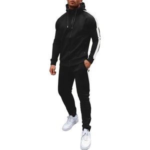COOFANDY Tracksuit Mens Full Zip Hoodie Sweatsuit 2 Set with Zipper Pocket(Black and White)