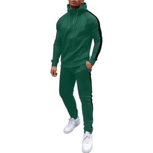 COOFANDY Tracksuit Mens Full Zip Hoodie Sweatsuit 2 Set with Zipper Pocket(Green)