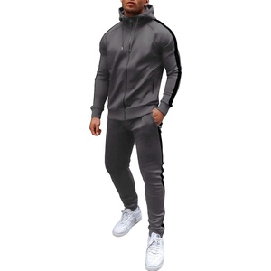 COOFANDY Tracksuit Mens Full Zip Hoodie Sweatsuit 2 Set with Zipper Pocket(Grey)