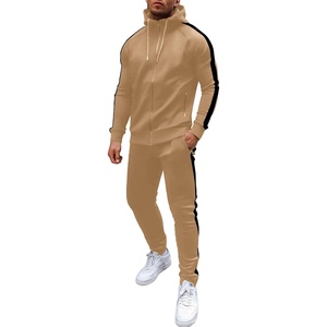 COOFANDY Tracksuit Mens Full Zip Hoodie Sweatsuit 2 Set with Zipper Pocket(Khaki)