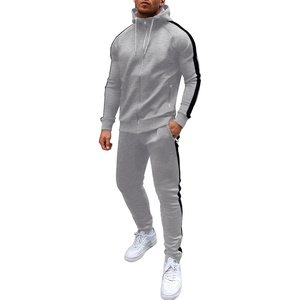 COOFANDY Tracksuit Mens Full Zip Hoodie Sweatsuit 2 Set with Zipper Pocket(Light Grey)