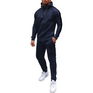 COOFANDY Tracksuit Mens Full Zip Hoodie Sweatsuit 2 Set with Zipper Pocket(Navy Blue)