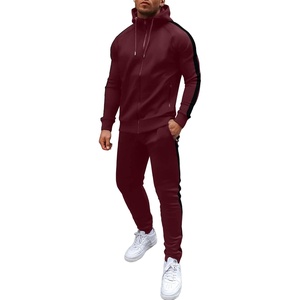 COOFANDY Tracksuit Mens Full Zip Hoodie Sweatsuit 2 Set with Zipper Pocket(Wine Red)