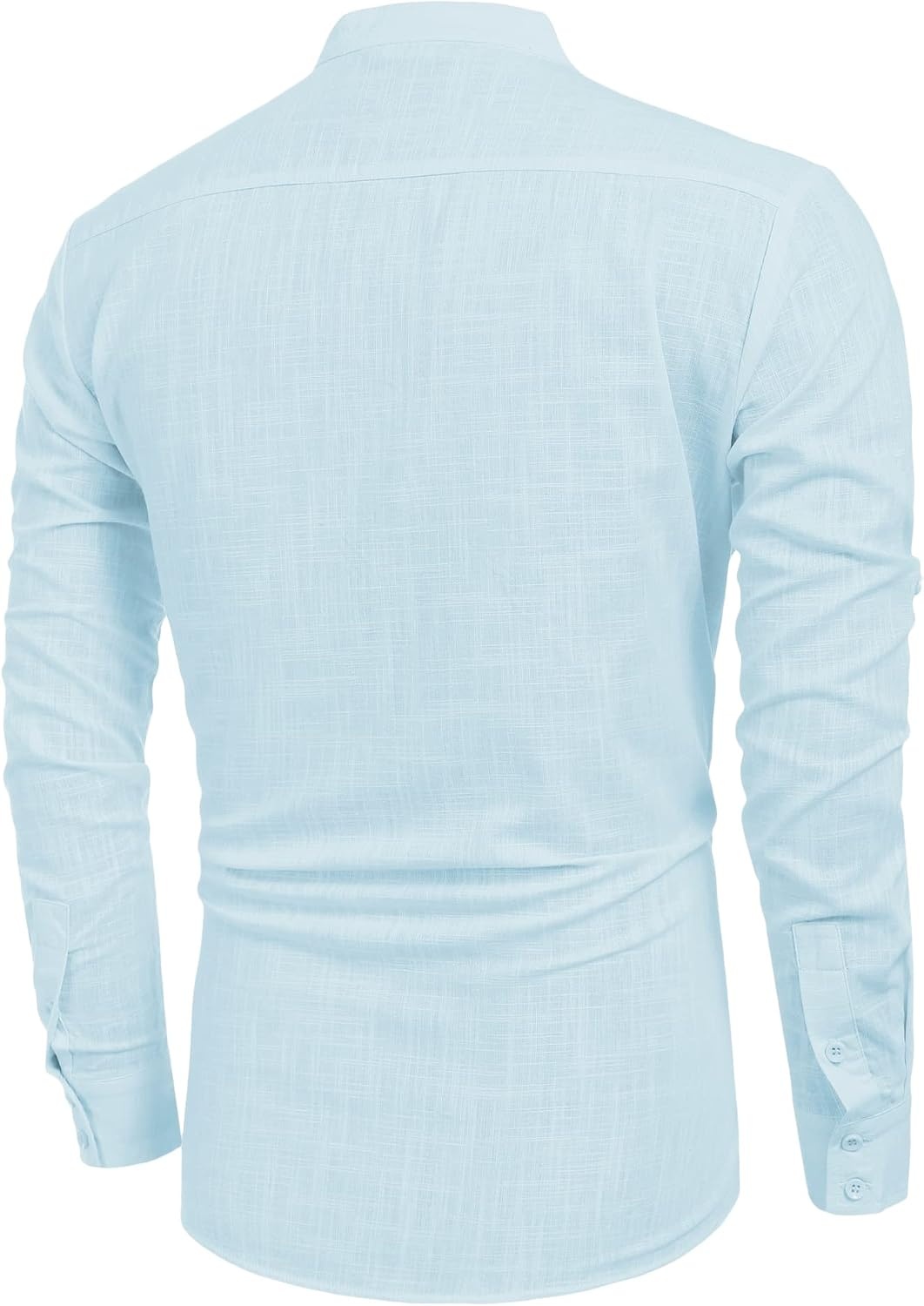 image:imageCOOFANDY Mens Cotton Linen Henley TShirts Long Sleeve Casual Beach ShirtsBlue