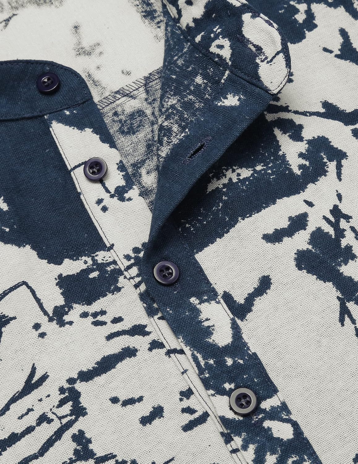 image:imageCOOFANDY Mens Cotton Linen Henley TShirts Long Sleeve Casual Beach ShirtsNavy Tiedye