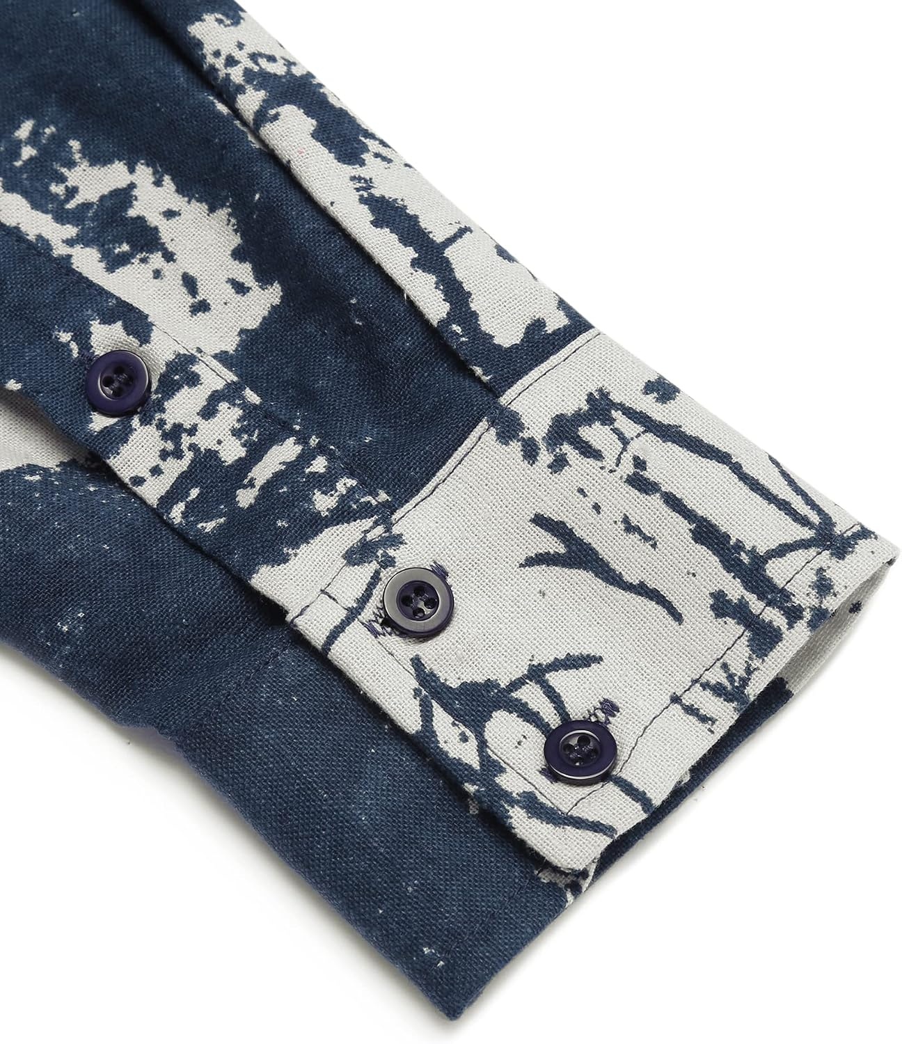 image:imageCOOFANDY Mens Cotton Linen Henley TShirts Long Sleeve Casual Beach ShirtsNavy Tiedye