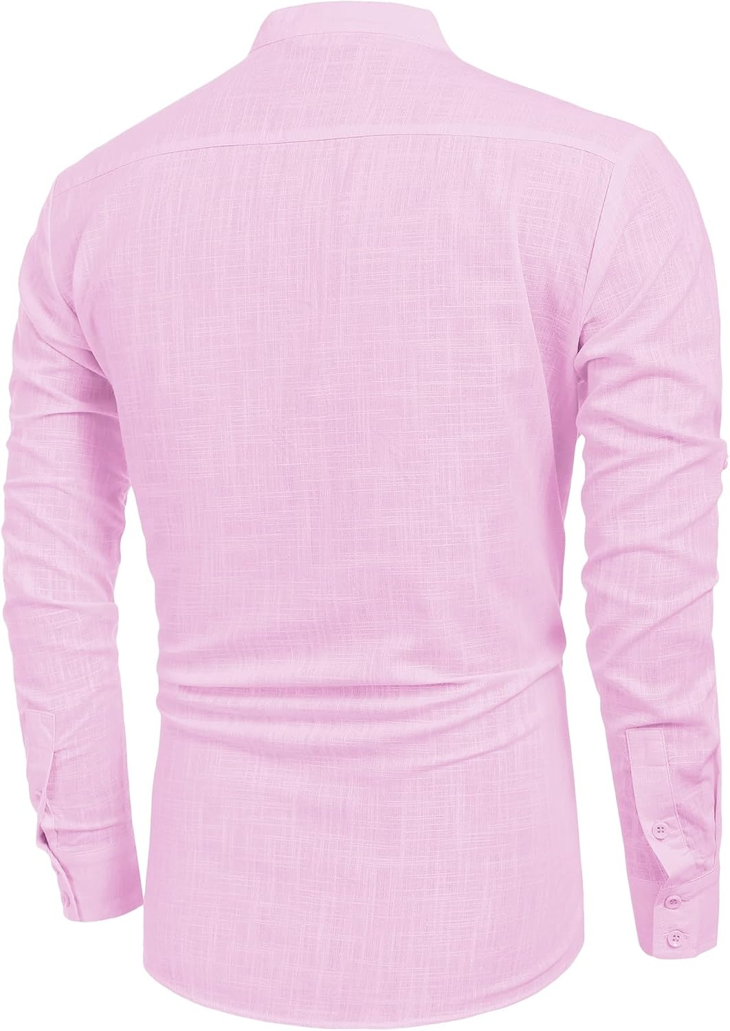 image:imageCOOFANDY Mens Cotton Linen Henley TShirts Long Sleeve Casual Beach ShirtsPink