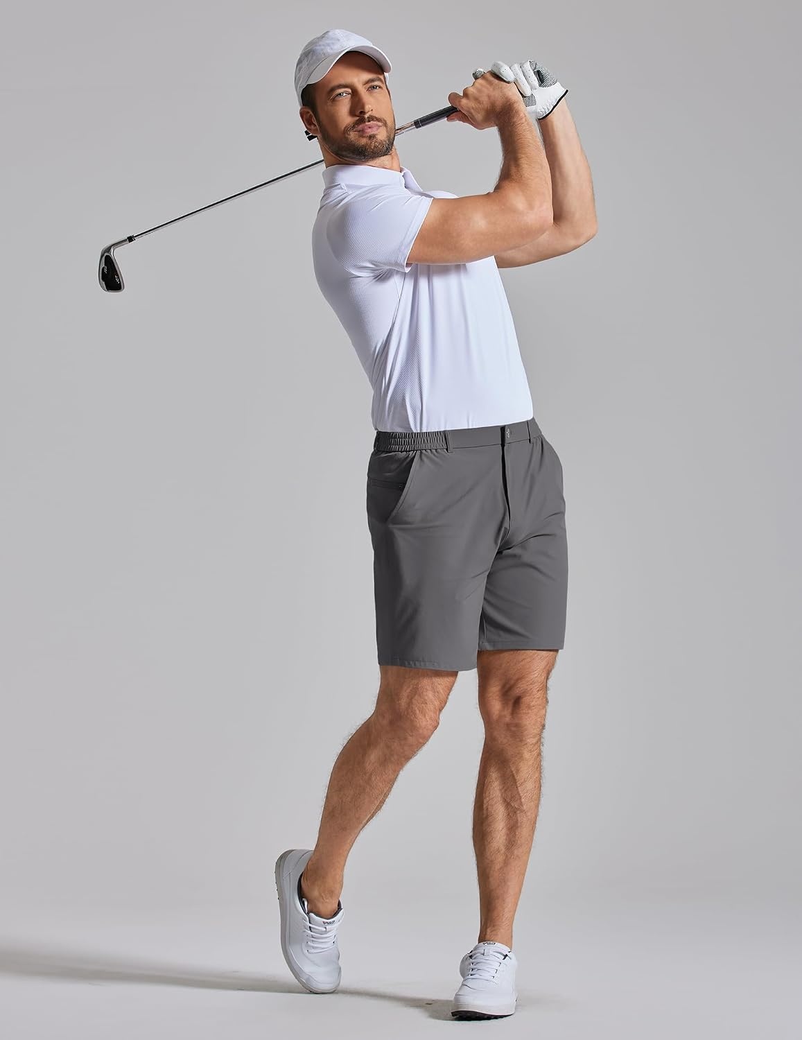 image:imageCOOFANDY Mens Golf Shorts 7 Lightweight Elastic Waistband Casual ShortsDark Grey